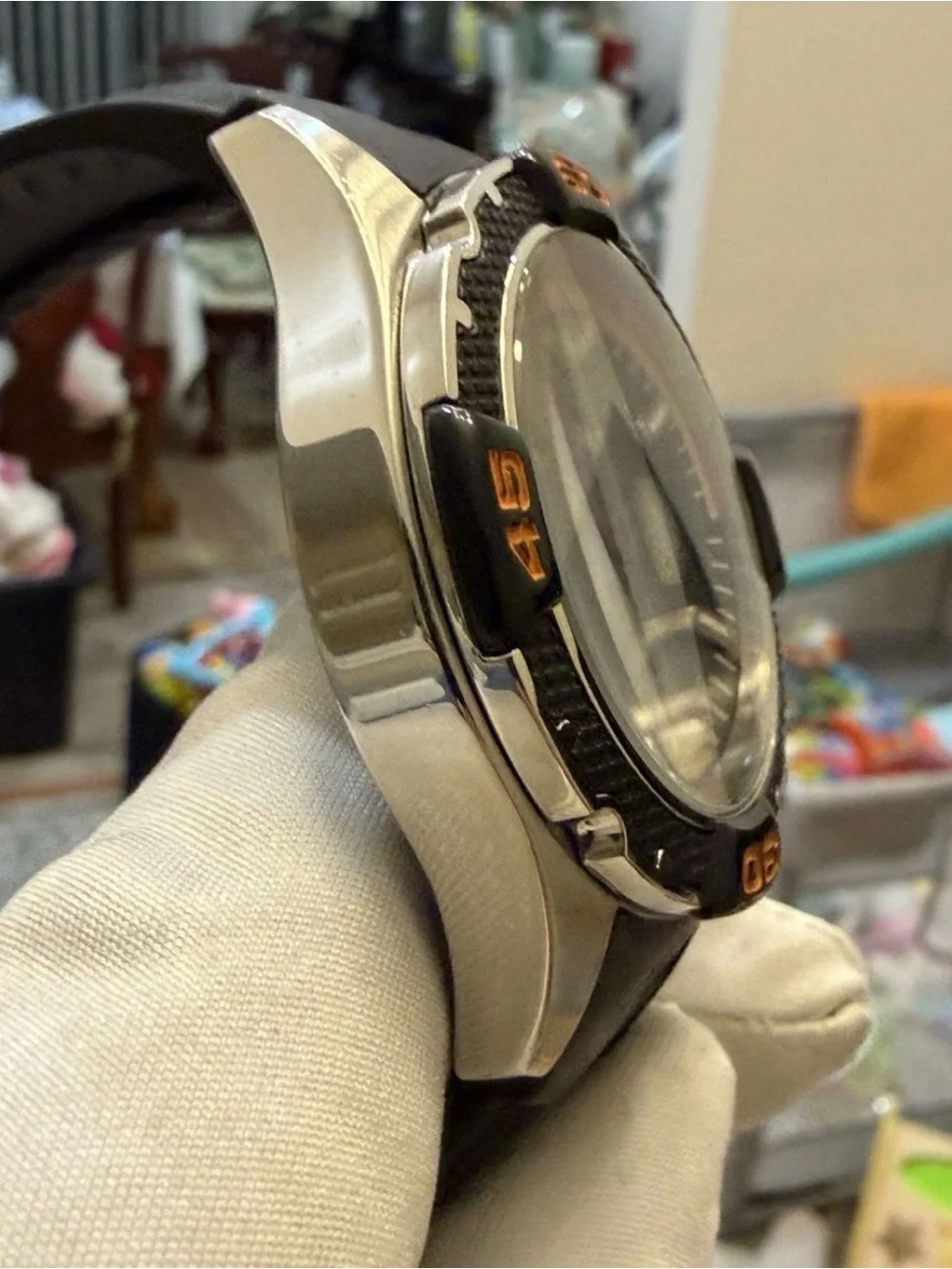 Tommy Bahama Relax Men Watch RLX1112 Black Orange Date 10 ATM 46mm Sport Diver